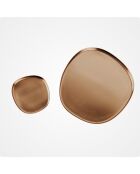 Großes dekoratives Tablett aus goldfarbenem Metall - 25x24x1 cm