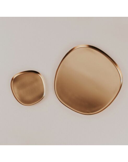 Groot decoratief dienblad in goudkleurig metaal - 25x24x1 cm