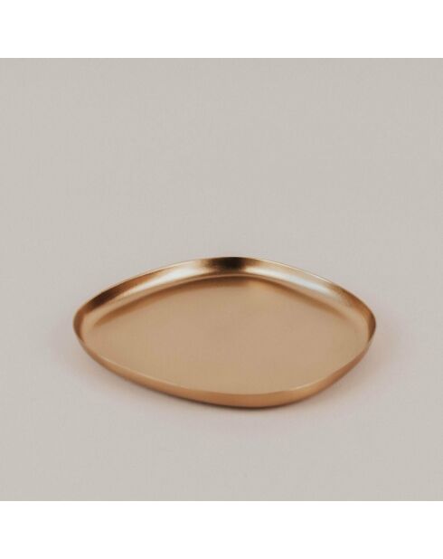 Groot decoratief dienblad in goudkleurig metaal - 25x24x1 cm