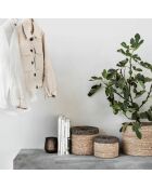 Cesta de cañas con borlas blanca - 3127 cm