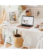 Cesta de cañas con borlas blanca - 3127 cm