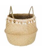 Cesta de cañas con borlas blanca - 3127 cm