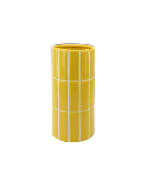 Vaso Noa con effetto piastrella Giallo - 23 x 10,5 cm