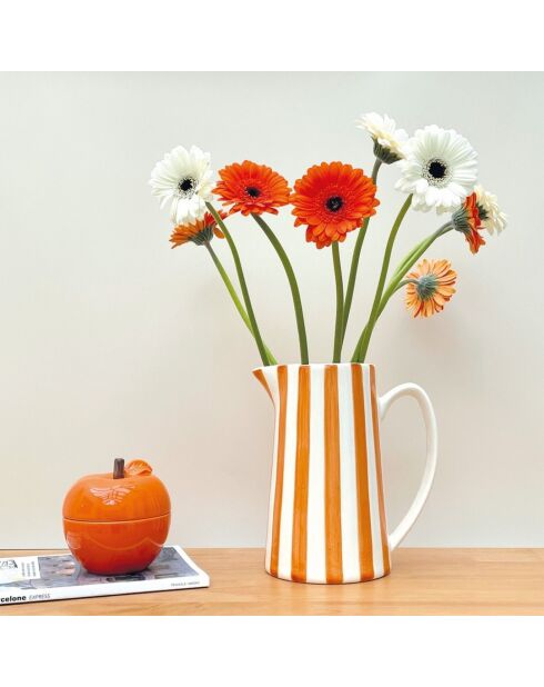 Lila oranje gestreepte karaf - H.21,3 cm