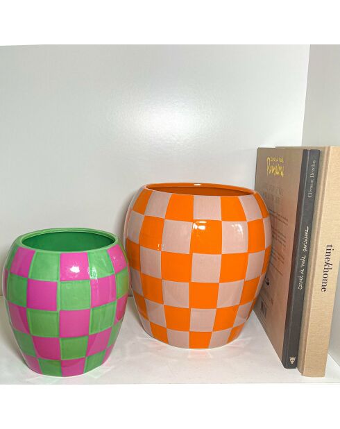 Vaso da fiori Damien Arancione/Beige - 22x22x22 cm