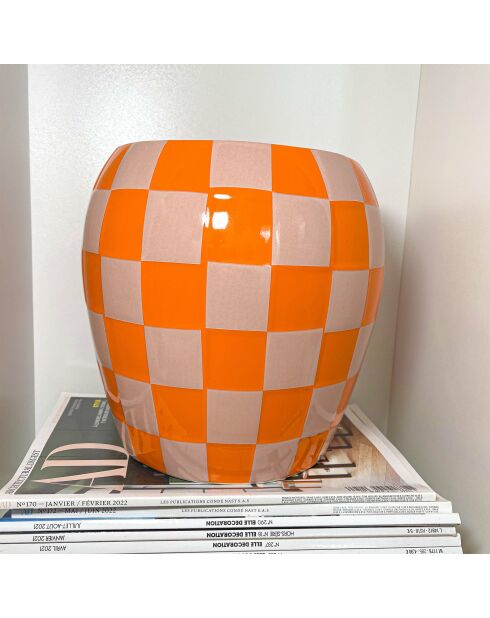 Vaso da fiori Damien Arancione/Beige - 22x22x22 cm