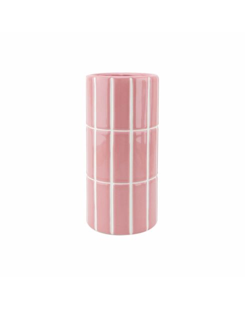 Vaso Noa con effetto piastrella rosa - 23x10,5 cm