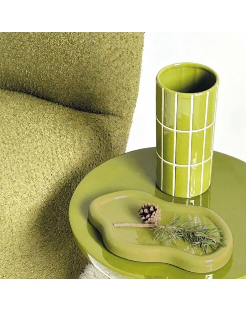 Vaso Noa con effetto piastrella verde - 23x10,5 cm