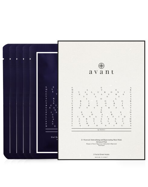 2-in-1 stoffen masker met zeewier, antioxidant en verjongend - Verpakking van 5