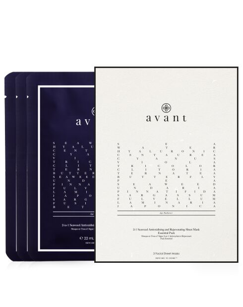2-in-1 stoffen masker met zeewier, antioxidant en verjongend - Verpakking van 3