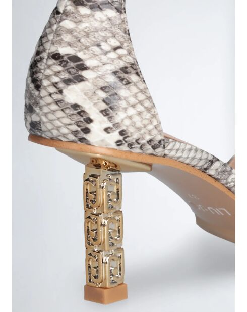 Sandali con tacco alto Ale Python/Rock in pelle