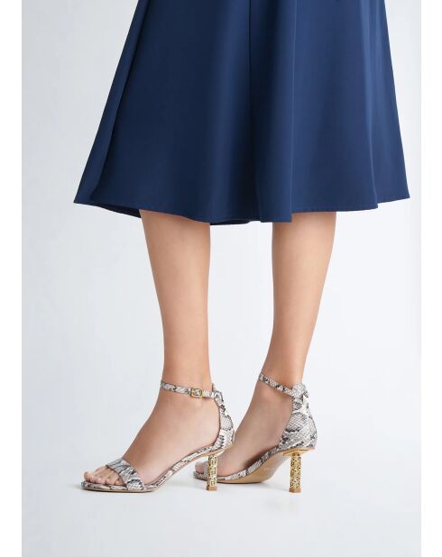 Sandali con tacco alto Ale Python/Rock in pelle