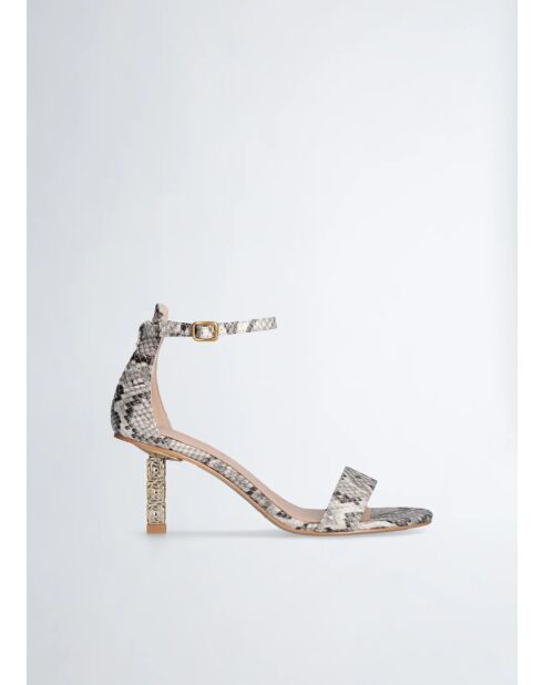 Sandali con tacco alto Ale Python/Rock in pelle