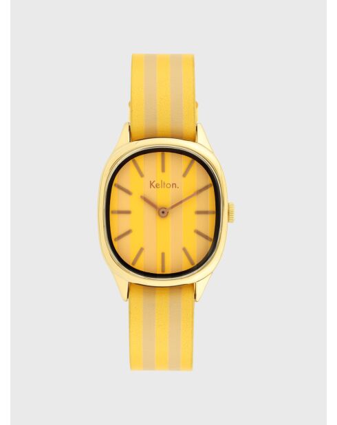 Montre Mixte en Cuir colorama citron-noisette