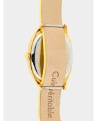 Montre Mixte en Cuir colorama citron-noisette