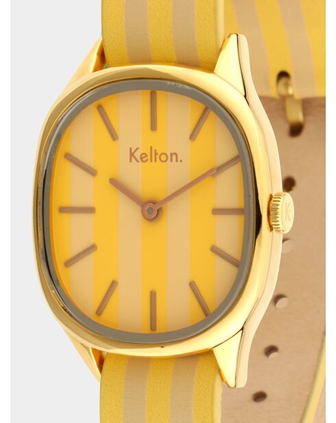 Montre Mixte en Cuir colorama citron-noisette