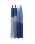 4 kleurrijke blauwe tweekleurige kaarsen - H25cm