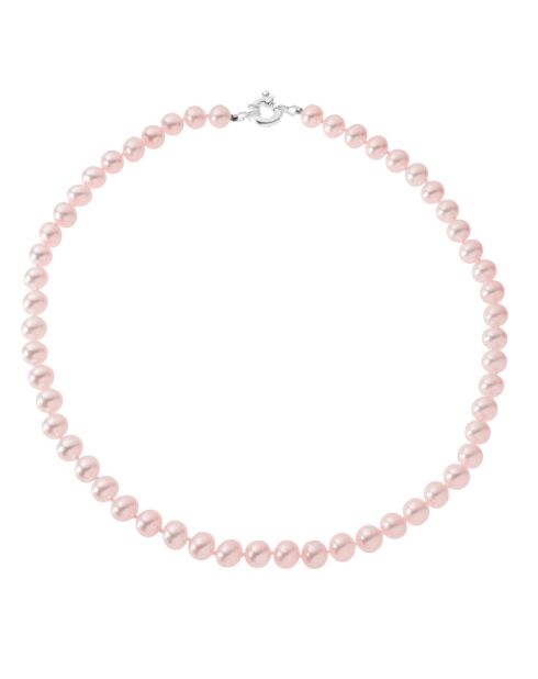Collier argent perles d'eau douce roses