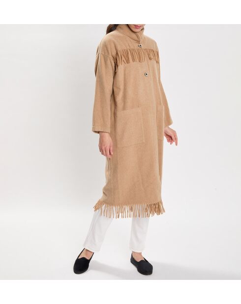 Beige jas van wolmix van Foehn