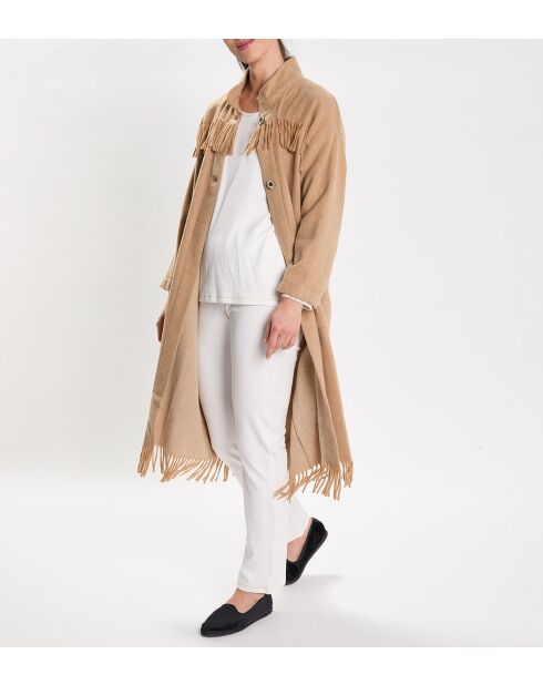 Beige jas van wolmix van Foehn