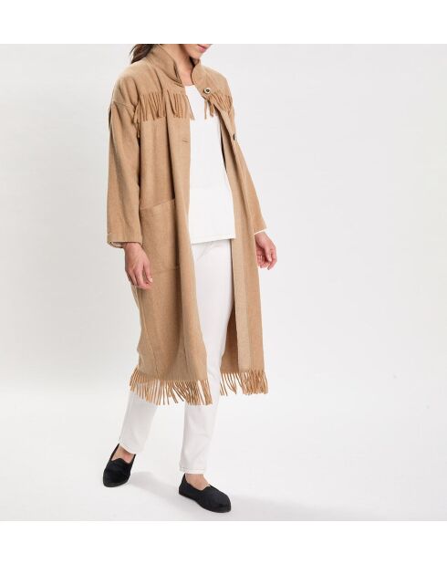 Beige jas van wolmix van Foehn