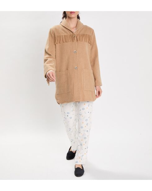 Beige jas van wolmix van Foehn