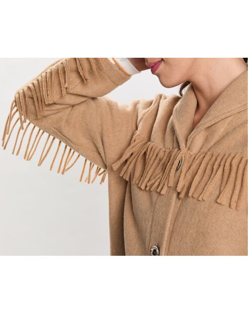 Beige jas van wolmix van Foehn