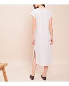 Robe de nuit longue  Smoothie gris chiné/blanc