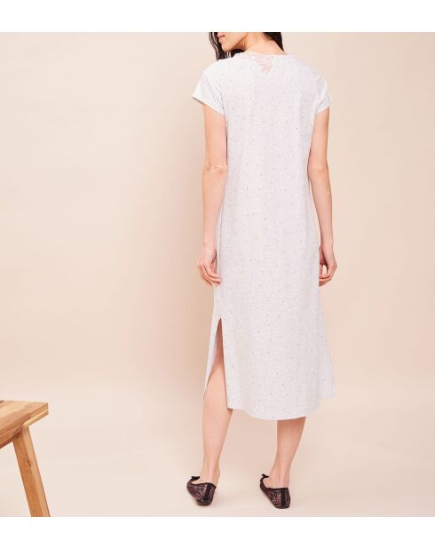 Smoothie lange nachtjapon gevlekt grijs/wit