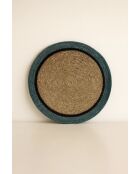 Set mit 6 runden Luna-Tischsets aus natürlichem und blauem Seegras — 38 cm