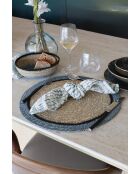 Set mit 6 runden Luna-Tischsets aus natürlichem und blauem Seegras — 38 cm