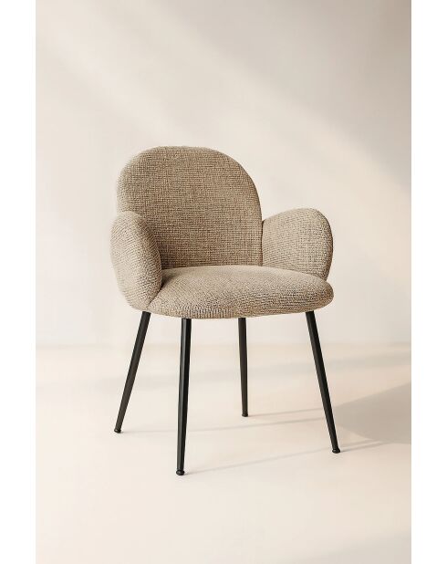 Set van 2 Ginette fauteuils in zwarte tabaktweedstof - 58x63,5x84,5 cm