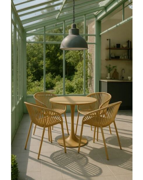 Set van 4 tafelstoelen in polypropyleen en metaal Calypso saffraan - 65x58x78 cm