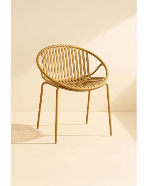 Set van 4 tafelstoelen in polypropyleen en metaal Calypso saffraan - 65x58x78 cm