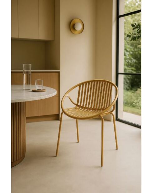 Set van 4 tafelstoelen in polypropyleen en metaal Calypso saffraan - 65x58x78 cm