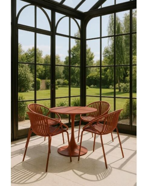 Set van 4 tafelstoelen in polypropyleen en metaal Calypso brick - 65x58x78 cm