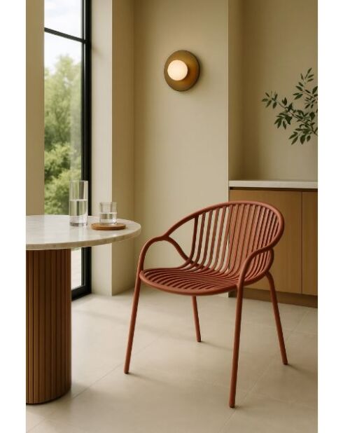 Set van 4 tafelstoelen in polypropyleen en metaal Calypso brick - 65x58x78 cm