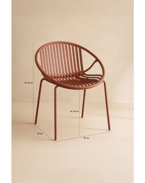 Set van 4 tafelstoelen in polypropyleen en metaal Calypso brick - 65x58x78 cm