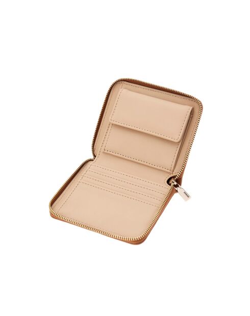 Portefeuille Nastra SLG petit modèle à fermeture éclair caramel - 9.5x11 cm