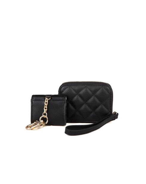 Coffret cadeau 2 supports pour AirPods + mini pochette noire - 7x6.5x2 cm/11.5x9x2 cm