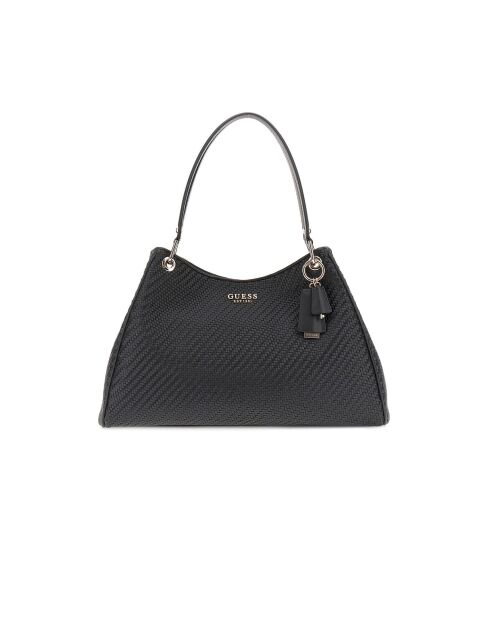 Bolsa tejida Mirema Girlfriend negra, 30-42 x 28 x 12 cm