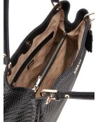 Bolsa tejida Mirema Girlfriend negra, 30-42 x 28 x 12 cm