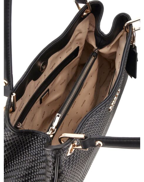 Bolsa tejida Mirema Girlfriend negra, 30-42 x 28 x 12 cm