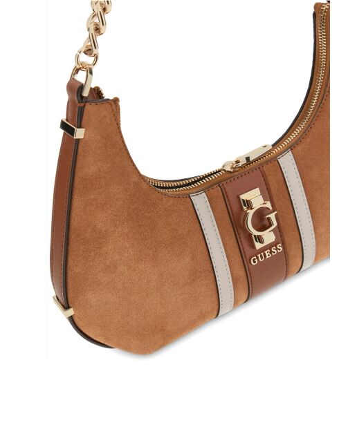 Erenia leren schoudertas met ritssluiting cognac multi - 23x21x6 cm