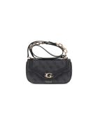 Dea Schultertasche mit Überschlag und kohlefarbenem Logo - 21,5x11,5x7 cm