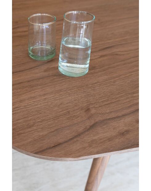 Juego de mesa rectangular +6 sillas en madera terracota/pana metálica