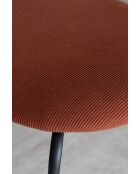 Juego de mesa rectangular +6 sillas en madera terracota/pana metálica