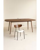 Juego de mesa rectangular +6 sillas en madera terracota/pana metálica