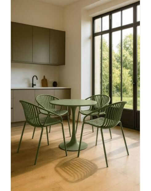 Set van 4 groene Calypso tafelstoelen van polypropyleen en metaal - 65x58x78 cm
