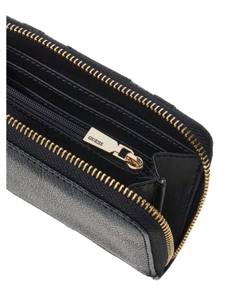 Mittelgroße Geldbörse Laurel II mit Reißverschluss und kohlefarbenem Logo — 14x9x3 cm